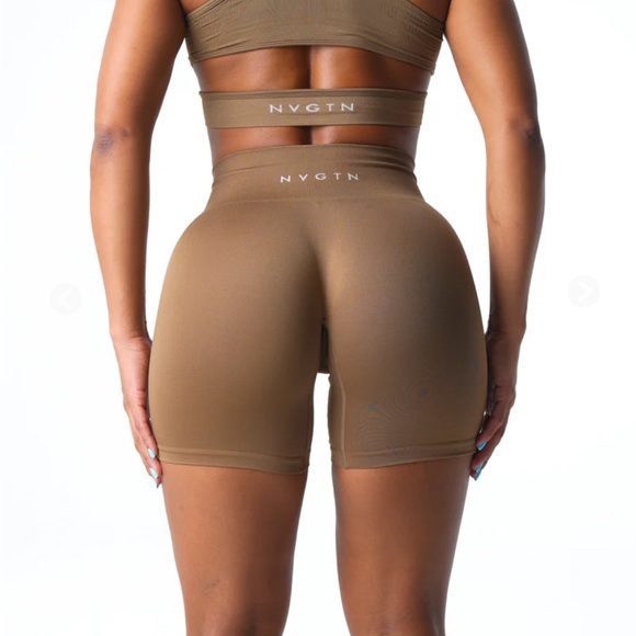 Toasted Almond Solid Seamless Shorts - Picture 2 of 4